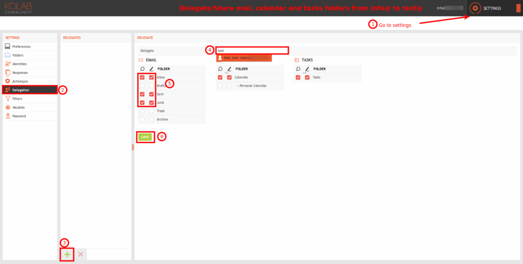 Delegate/Share mail folders to another user 